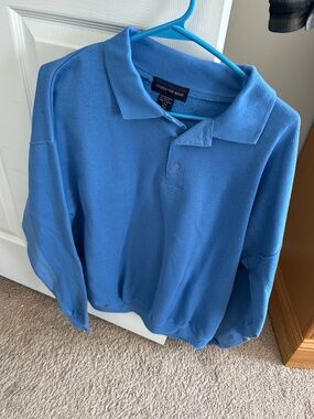 Stafford Blue Long-Sleeve Polo Dress Shirt